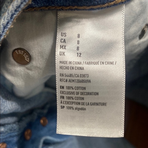 American eagle button fly Denim Blue mini Skirt size 8 - Picture 8 of 8